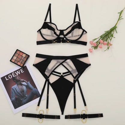 Lennox 3-Piece Black Classic Lingerie Set