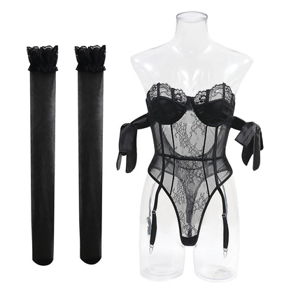 Bonita Structured Bodysuit Set With Stockings