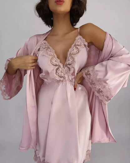 Nayana Satin Night Dress and Robe Set