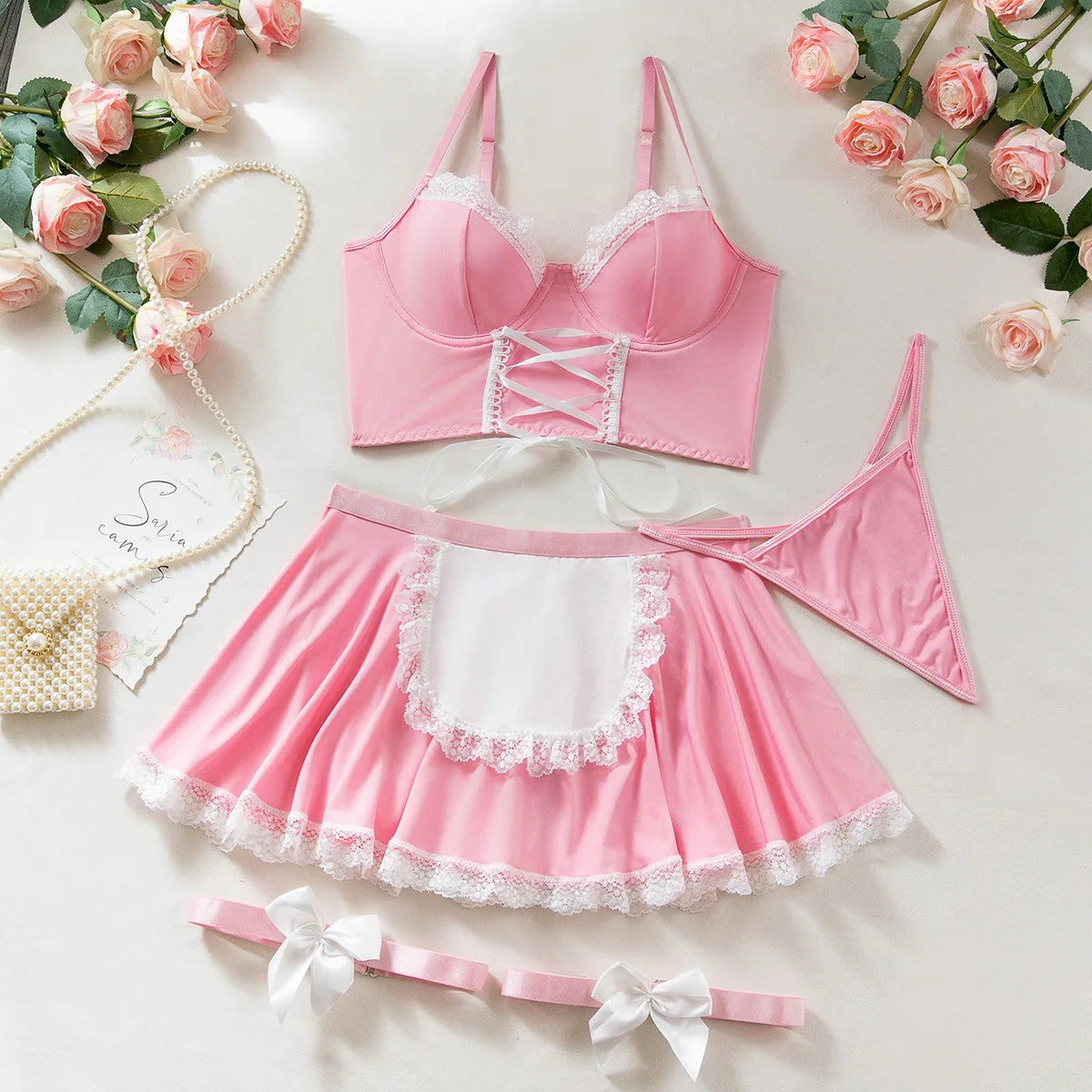 Rosaria 4-Piece Sexy Maid Costume Set